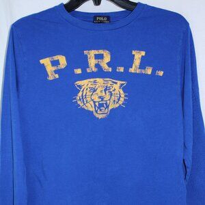Polo Ralph Lauren T-Shirt Youth Large (14-16) Blue Long Sleeve Tiger Print